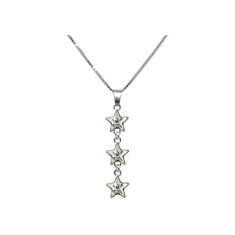 Sautoir Indicolite Star en argent rhodié et cristaux