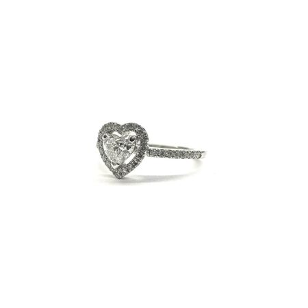 Solitaire Isabelle Barrier Entourage en or blanc et diamants de 0.56ct, taille 53