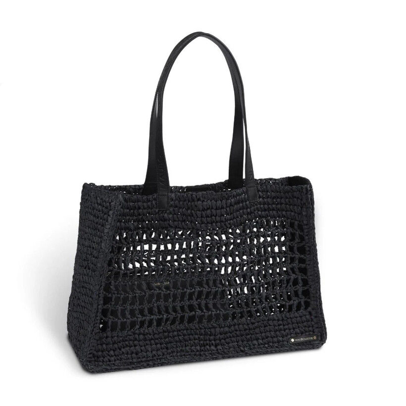 Sac cabas Mauboussin Une Femme dans la Ville, raphia noir GM