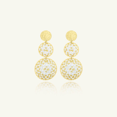 Boucles d'oreilles Sàntibé Bijoux Santiago en laiton, métal doré et perles blanc doré