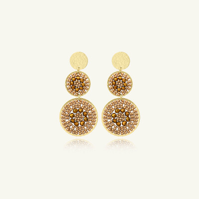 Boucles d'oreilles Sàntibé Bijoux Santiago en laiton, métal doré et perles champagne