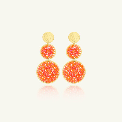 Boucles d'oreilles Sàntibé Bijoux Santiago en laiton, métal doré et perles corail
