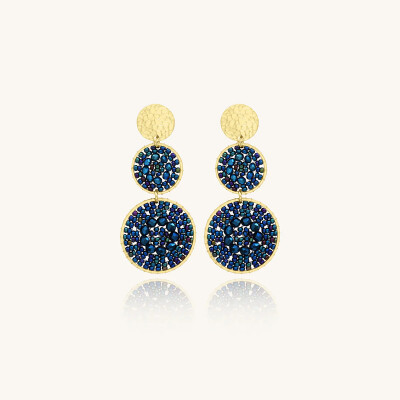 Boucles d'oreilles Sàntibé Bijoux Santiago en laiton, métal doré et perles bleu marine