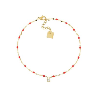 Chaîne de cheville Zag Poppy en acier doré, Rouge