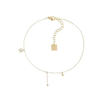 Chaîne de cheville Zag Céline en acier doré et oxyde de zirconium