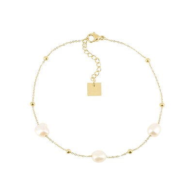 Chaîne de cheville Zag Syracuse en acier doré et pierres naturelles