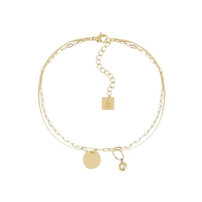 Chaîne de cheville Zag Fretia en acier doré et oxyde de zirconium