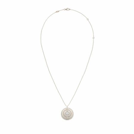 Heavenly Saturn necklace, pink gold and diamonds, large size