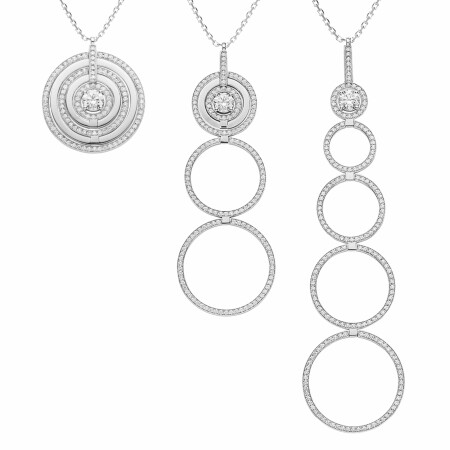 Heavenly Saturn necklace, white gold and diamonds, large size