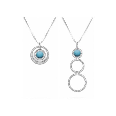 Collier Heavenly Saturn en or blanc, diamants et turquoise, PM