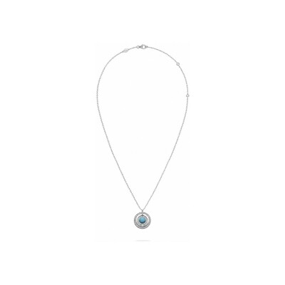 Collier Heavenly Saturn en or blanc, diamants et turquoise, PM