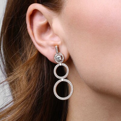 Boucles d'oreilles Heavenly Saturn en or rose et diamants, PM