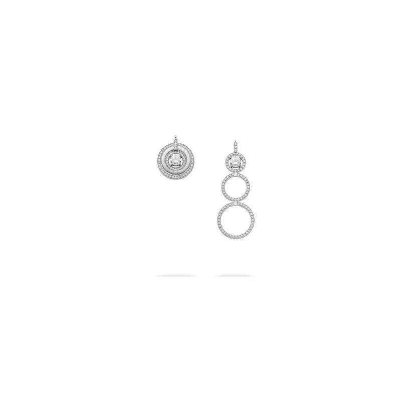 Heavenly Saturn convertible earrings, white gold and diamonds 