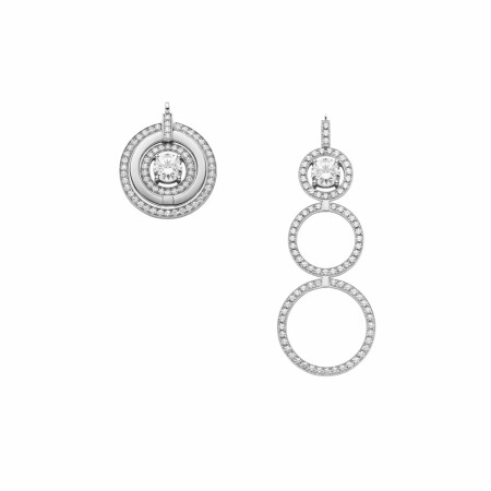 Heavenly Saturn earrings, white gold and diamonds, small size