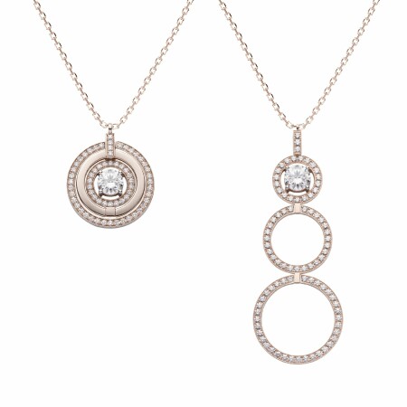 Heavenly Saturn necklace, pink gold and diamonds, small size