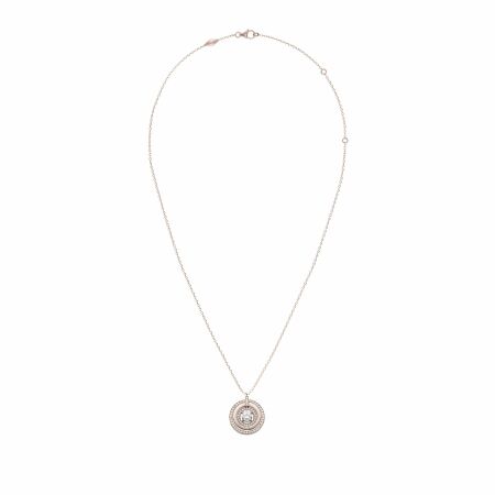 Heavenly Saturn necklace, pink gold and diamonds, small size