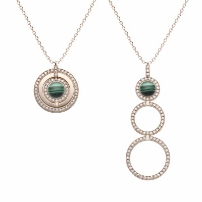 Collier Heavenly Saturn en or rose, diamants et malachite, PM