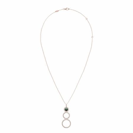 Heavenly Saturn necklace, pink gold, diamonds and malachite, small size