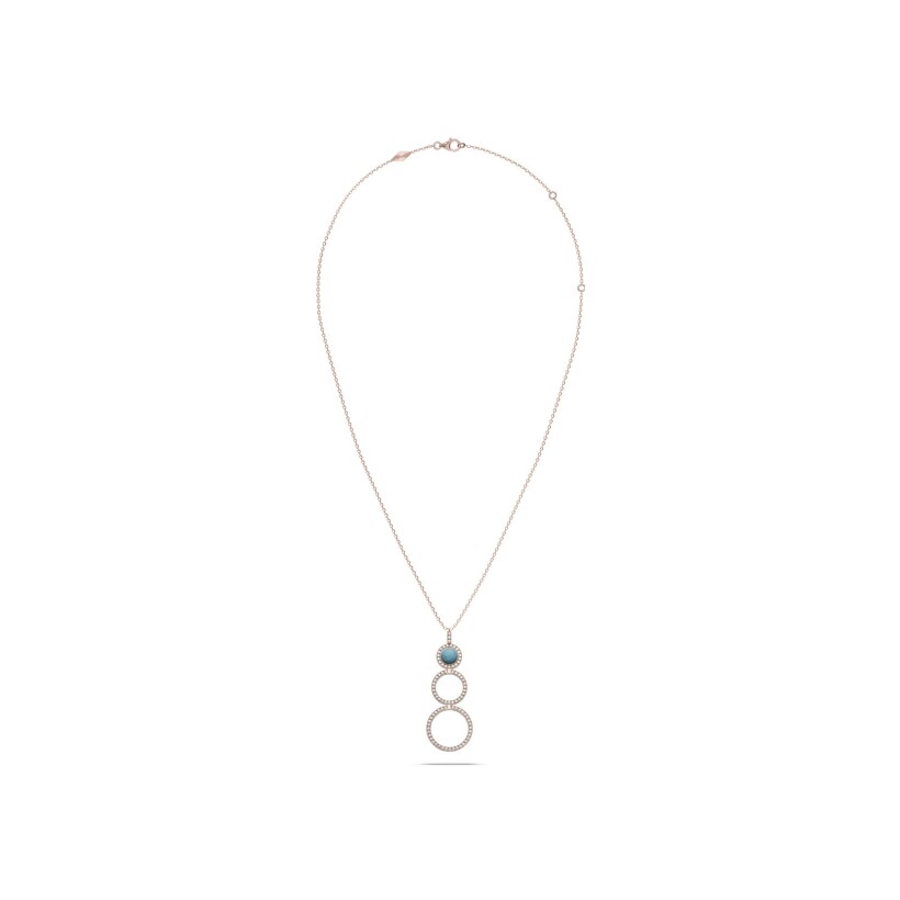 Heavenly Saturn convertible necklace, small size, pink gold, turquoise and diamonds