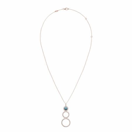 Heavenly Saturn necklace, pink gold, diamonds and turquoise, small size