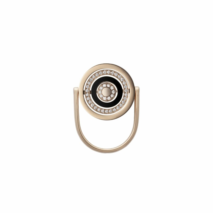 Bague Heavenly Saturn en or rose, email et diamants, PM