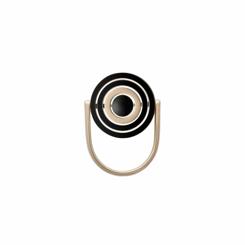 Bague Heavenly Saturn en or rose, email et diamants, PM