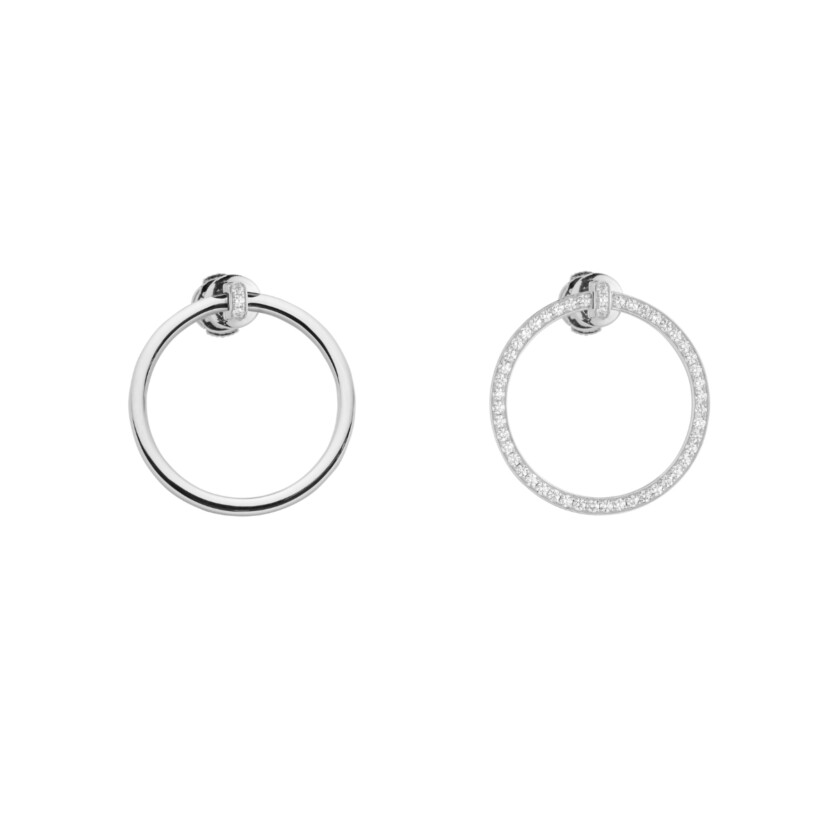 Heavenly Saturn single earring, white gold and diamonds, large size 