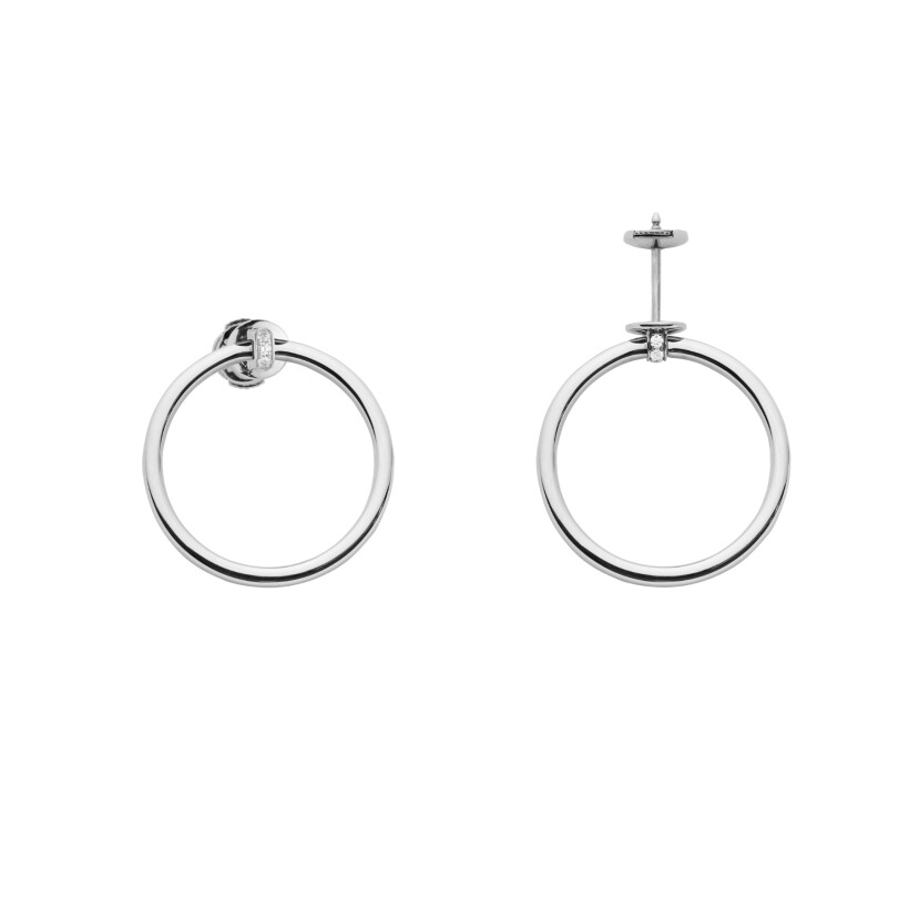 Heavenly Saturn single earring, white gold and diamonds, large size 