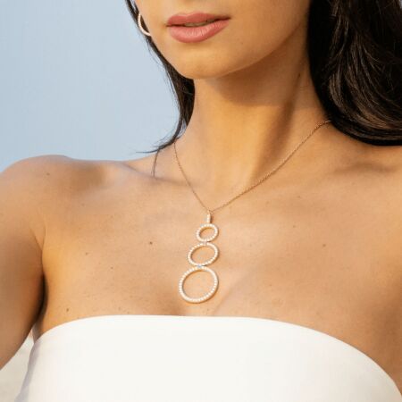 Heavenly Saturn necklace, pink gold and diamonds, XL size