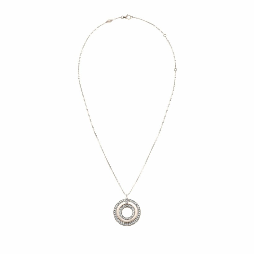 Heavenly Saturn necklace, pink gold and diamonds, XL size