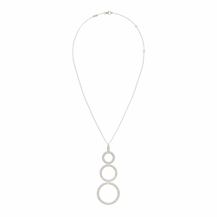 Heavenly Saturn necklace, pink gold and diamonds, XL size