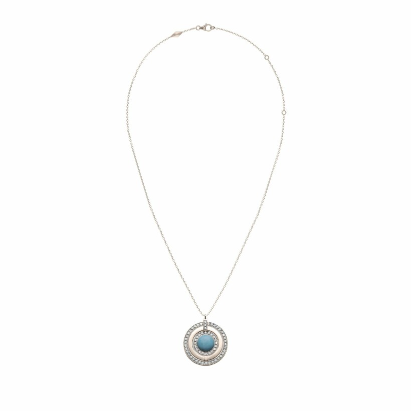 Collier Heavenly Saturn en or rose, diamants et turquoise, XL