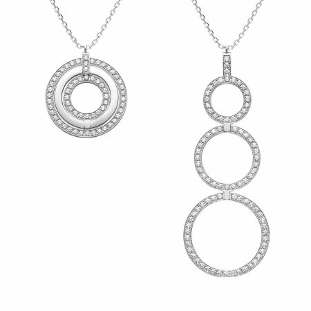 Heavenly Saturn necklace, white gold and diamonds, XL size