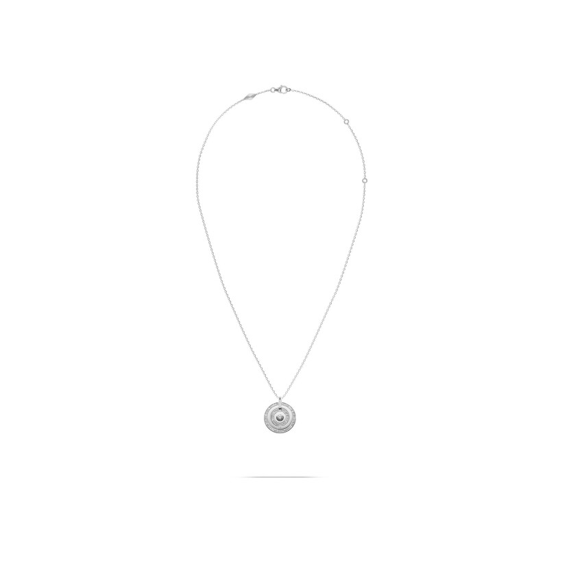 Heavenly Saturn convertible XL necklace, white gold and diamonds