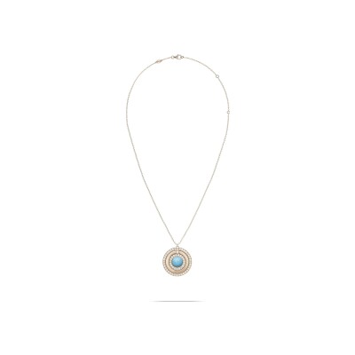 Collier Heavenly Saturn en or rose, diamants et turquoise, XL