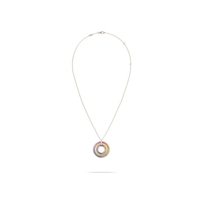 Collier Heavenly Saturn en or rose et saphirs rainbow, XXL