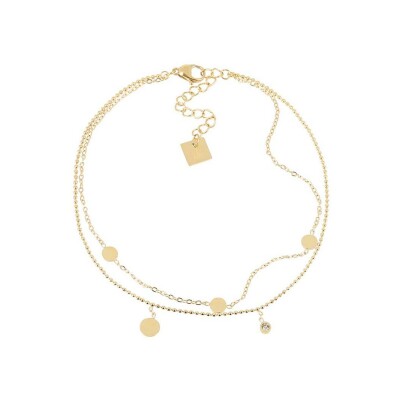 Chaîne de cheville Zag Mélinda en acier doré et oxyde de zirconium