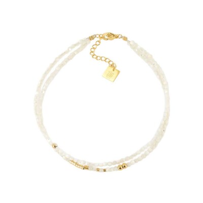 Chaîne de cheville Zag Zoly en acier doré et nacre