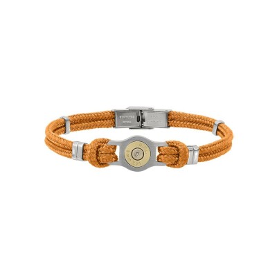 Bracelet Elden Paris Bang Bang en acier bullet et cordon orange