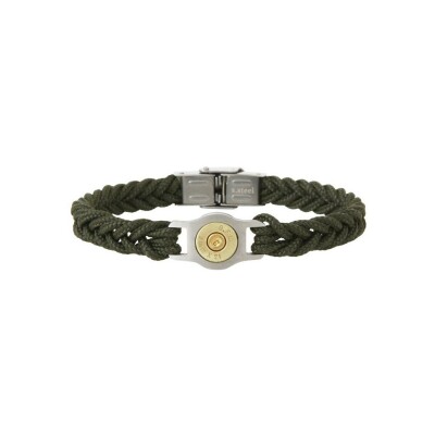 Bracelet Elden Paris Bang Bang en acier et cordon tressé kaki