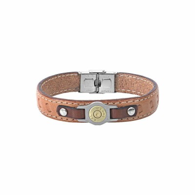 Bracelet Elden Paris Bang Bang en acier douille  cuir couture