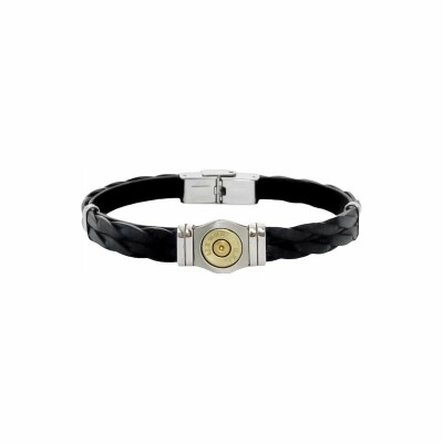 Bracelet Elden Paris Bang Bang en acier et cuir torsade