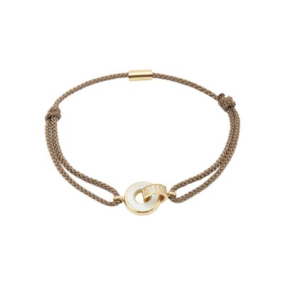 Bracelet Zag Katia en acier doré, textile, oxyde de zirconium et nacre, Gris