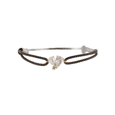 Bracelet cordon Zag Alcmène en acier doré et oxyde de zirconium