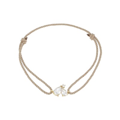 Bracelet cordon Zag Alcmène en acier doré et oxyde de zirconium