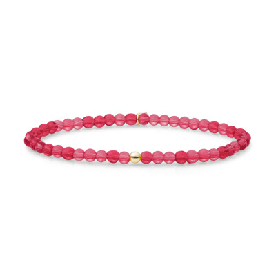 Bracelet Sparkling SATURN SMALL en argent plaqué or jaune et quartz rose fushia