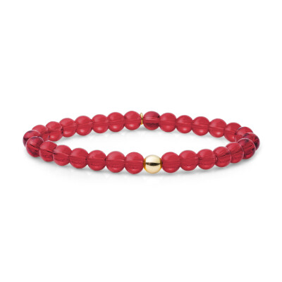 Bracelet Sparkling SATURN LARGE en argent plaqué or jaune et quartz rose fushia
