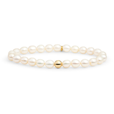 Bracelet Sparkling SATURN LARGE en argent plaqué or jaune et nacre