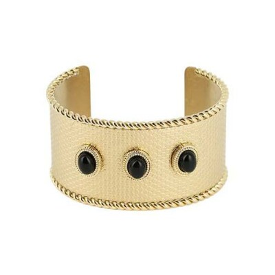 Bracelet manchette Zag Manchette Théodora en acier doré et onyx