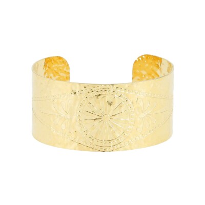 Bracelet manchette Zag Olora en acier doré